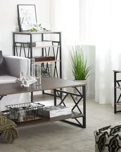 Beliani Kirjahylly 3 Hyllya Laatikko Ruskeanharmaa Keene Online