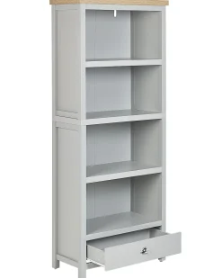 Beliani Kirjahylly 4 Hyllya Laatikko Vaaleanharmaa/Vaalea Puu Clio New