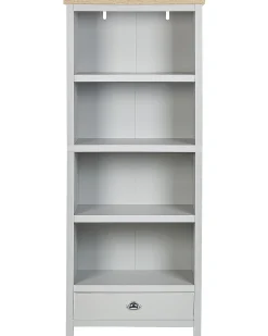 Beliani Kirjahylly 4 Hyllya Laatikko Vaaleanharmaa/Vaalea Puu Clio New