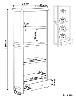 Beliani Kirjahylly 4 Hyllya Laatikko Vaaleanharmaa/Vaalea Puu Clio New