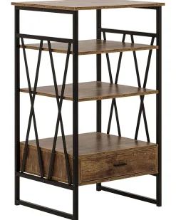 Beliani Kirjahylly 3 Hyllya Laatikko Tumma Puu Keene Hot