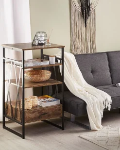 Beliani Kirjahylly 3 Hyllya Laatikko Tumma Puu Keene Hot