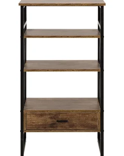 Beliani Kirjahylly 3 Hyllya Laatikko Tumma Puu Keene Hot