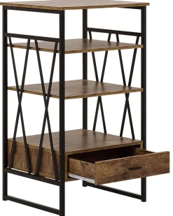 Beliani Kirjahylly 3 Hyllya Laatikko Tumma Puu Keene Hot