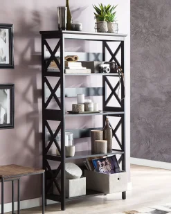 Beliani Kirjahylly 4 Hyllya Musta Foster Flash Sale