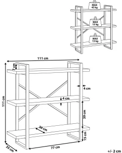 Beliani Kirjahylly 3 Hyllya Tumma Puu Timber Discount