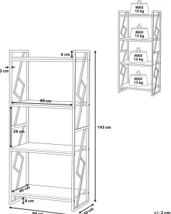 Beliani Kirjahylly 4 Hyllya Tumma Puu/Musta Forres Best
