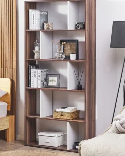 Beliani Kirjahylly 5 Hyllya Tumma Puu/Valkoinen Orilla Discount