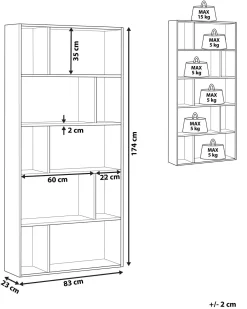 Beliani Kirjahylly 5 Hyllya Tumma Puu/Valkoinen Orilla Discount
