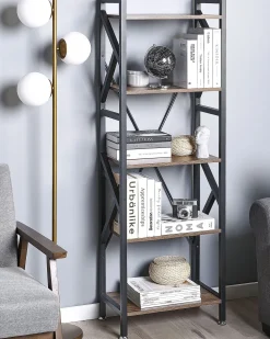 Beliani Kirjahylly 5 Hyllya Tumma Puu/Musta Dale Shop