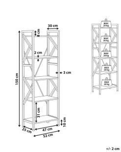 Beliani Kirjahylly 5 Hyllya Tumma Puu/Musta Dale Shop