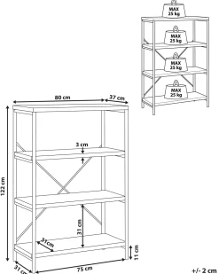 Beliani Kirjahylly 3 Hyllya Tumma Puu Brisbane Outlet