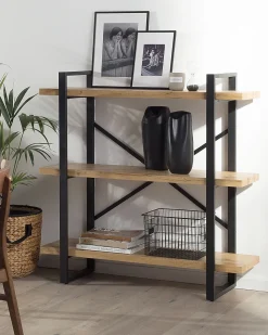 Beliani Kirjahylly 3 Hyllya Vaalea Puu Timber Hot