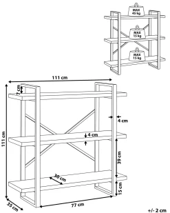 Beliani Kirjahylly 3 Hyllya Vaalea Puu Timber Hot