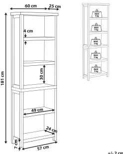 Beliani Kirjahylly 5 Hyllya Vaaleanharmaa/Vaalea Puu Clio Store