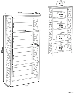 Beliani Kirjahylly 4 Hyllya Valkoinen Foster Store
