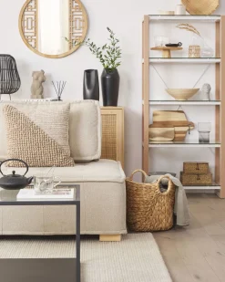 Beliani Kirjahylly 4 Lasihyllya Valkoinen/Vaalea Puu Jenks Best