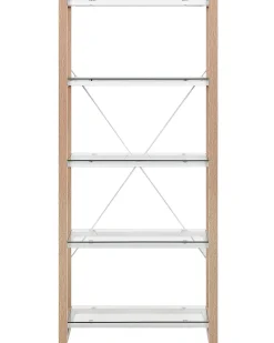 Beliani Kirjahylly 4 Lasihyllya Valkoinen/Vaalea Puu Jenks Best
