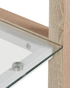 Beliani Kirjahylly 4 Lasihyllya Valkoinen/Vaalea Puu Jenks Best