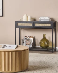 Beliani Konsolipoyta 2 Laatikkoa Musta Opoco Outlet