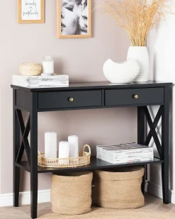 Beliani Konsolipoyta 2 Laatikkoa Musta Avenue Cheap