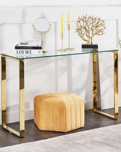 Beliani Konsolipoyta Lasitasolla Ruostumaton Teras Kulta Tilon Sale