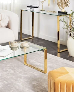 Beliani Konsolipoyta Lasitasolla Ruostumaton Teras Kulta Tilon Sale