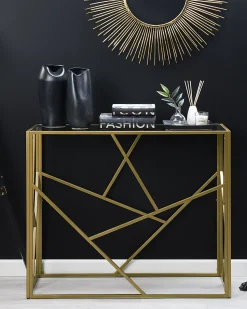 Beliani Konsolipoyta Lasitasolla Metalli Kulta Orland Cheap