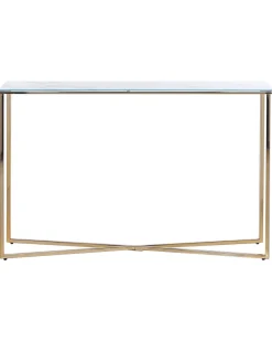 Beliani Konsolipoyta Marmorikuvio Valkoinen/Kulta Royse Sale