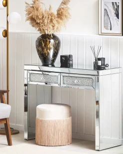 Beliani Konsolipoyta Peililasi 2 Laatikkoa Hopea Tilly Best Sale