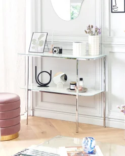 Beliani Konsolipoyta Teras Marmorikuvio Valkoinen/Hopea Calvert Fashion