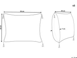 Beliani Koristetyyny 2 Kpl 30 X 50 Cm Mustavalkoinen Schefflera Fashion