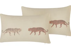 Beliani Koristetyyny Beige 30 X 50 Cm 2 Kpl Nierembergia Best