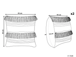 Beliani Koristetyyny Beige Kirjailtu 45 X 45 Cm 2 Kpl Villur Fashion