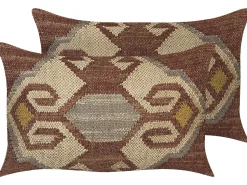 Beliani Koristetyyny Juutti Monivarinen 30 X 50 Cm 2 Kpl Urpad Fashion