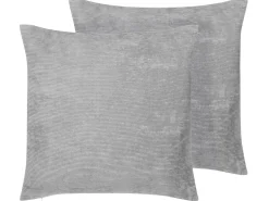 Beliani Koristetyyny Kangas Harmaa 45 X 45 Cm 2 Kpl Nolana Best