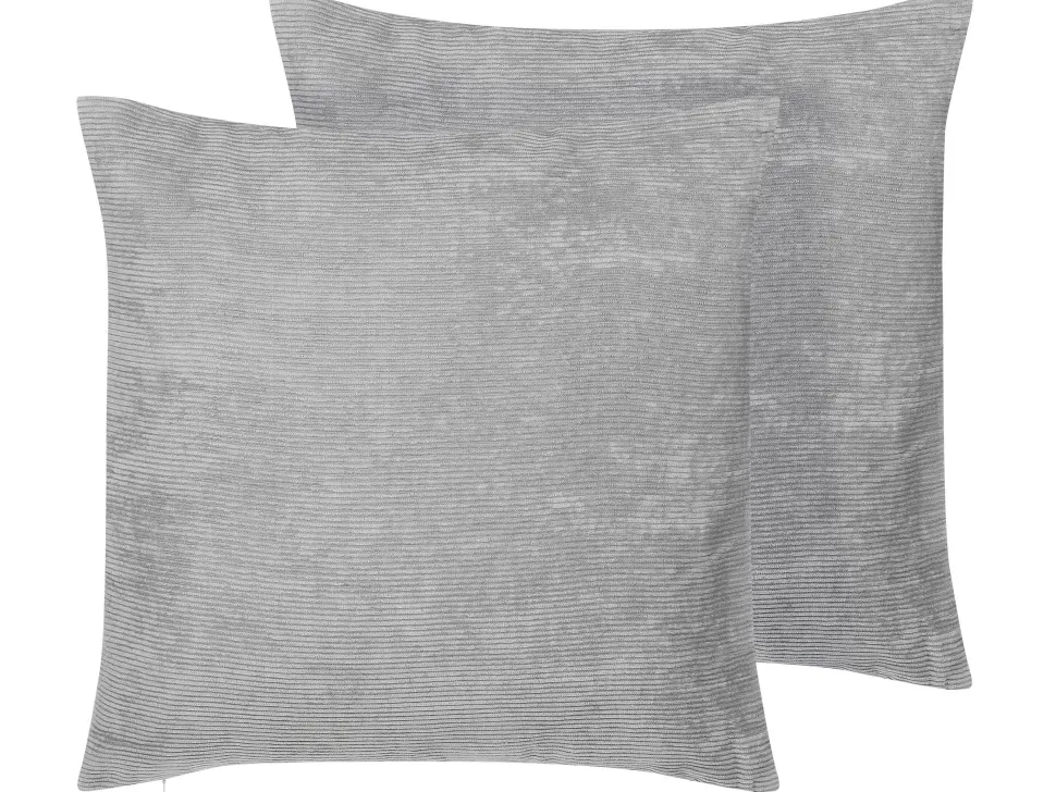 Beliani Koristetyyny Kangas Harmaa 45 X 45 Cm 2 Kpl Nolana Best