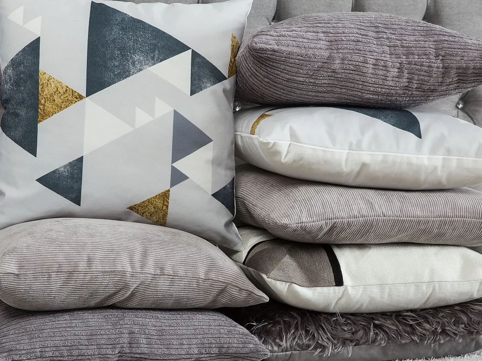 Beliani Koristetyyny Kangas Harmaa 45 X 45 Cm 2 Kpl Nolana Best