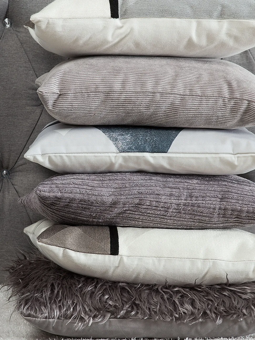 Beliani Koristetyyny Kangas Harmaa 45 X 45 Cm 2 Kpl Nolana Best