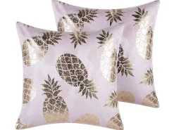 Beliani Koristetyyny Kangas Vaaleanpunainen 45 X 45 Cm 2 Kpl Astilbe Store