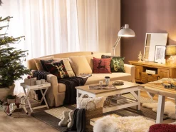 Beliani Koristetyyny Kangas Vihrea/Punainen 45 X 45 Cm 2 Kpl Rudolph Discount