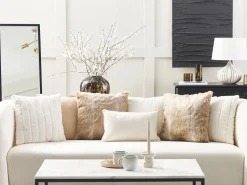 Beliani Koristetyyny Keinoturkis Vaaleanruskea 45 X 45 Cm 2 Kpl Hordeum Outlet