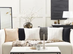 Beliani Koristetyyny Keinoturkis Valkoinen 45 X 45 Cm 2 Kpl Pumila Hot