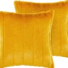 Beliani Koristetyyny Keinoturkis Keltainen 45 X 45 Cm 2 Kpl Pumila Outlet