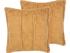 Beliani Koristetyyny Keltainen Kohokuvioitu 45 X 45 Cm 2 Kpl Kavalam Clearance