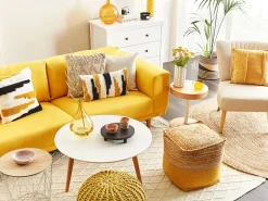 Beliani Koristetyyny Keltainen Kohokuvioitu 45 X 45 Cm Kavalam Flash Sale