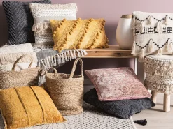 Beliani Koristetyyny Keltainen Kohokuvioitu 45 X 45 Cm Kavalam Flash Sale