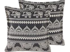Beliani Koristetyyny 2Kpl 45 X 45 Cm Mustavalkoinen Atabagi Fashion