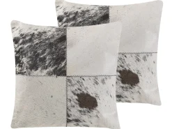 Beliani Koristetyyny Lehmannahka Harmaa 45 X 45 Cm 2 Kpl Marady Shop