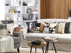 Beliani Koristetyyny Lehmannahka Harmaa 45 X 45 Cm 2 Kpl Marady Shop